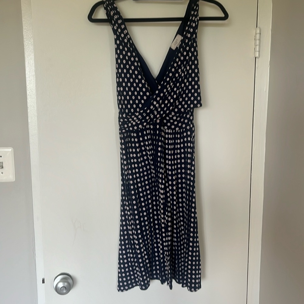 Loft navy blue patterned dress